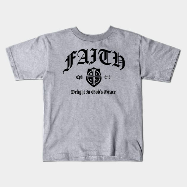 Shield of Faith Kids T-Shirt by diggapparel